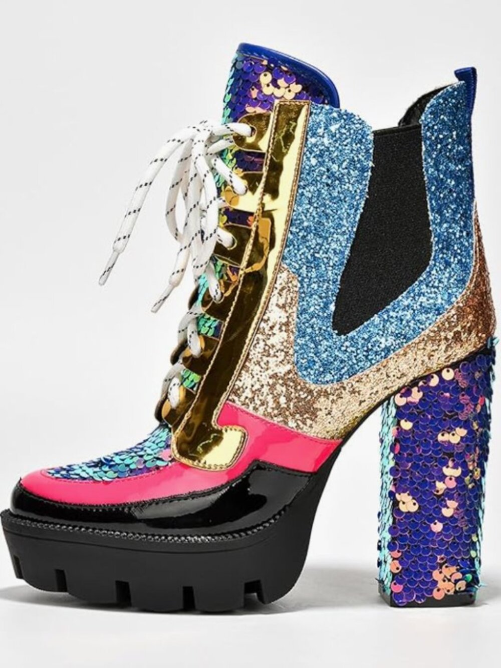 Cape Robbin Sequin Glitter Platform Boots, NWOT Size 6.5